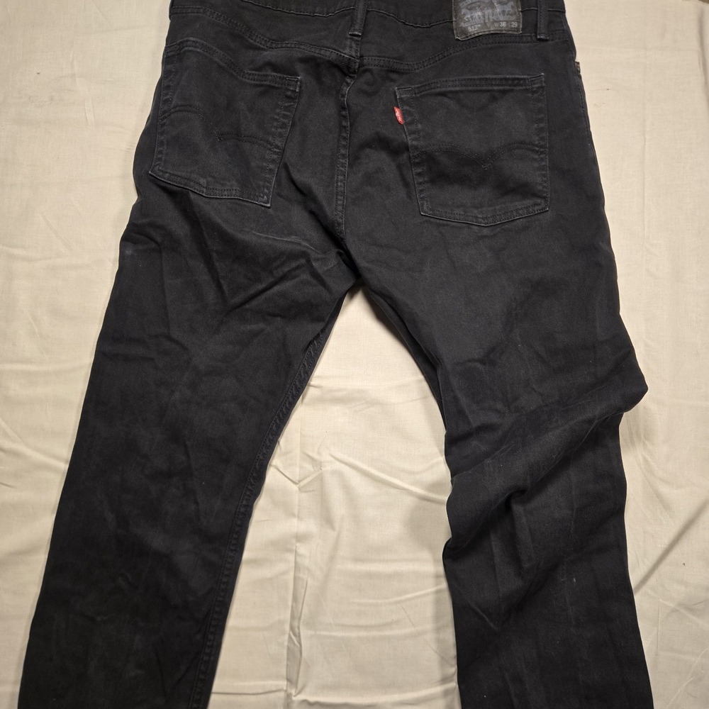 Levis 513 Jeans Mens 36x29 Black Dark Wash Slim Straight Stretch Denim Pants - Picture 10 of 15